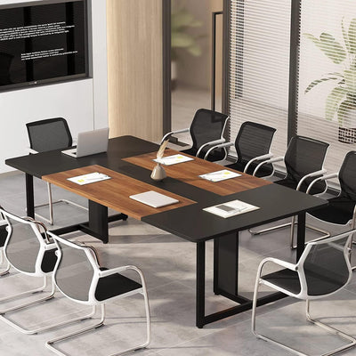 Conference & Meeting Office Room Table Furniture Made in Plyboard with Laminate and Base MS Metal Legs