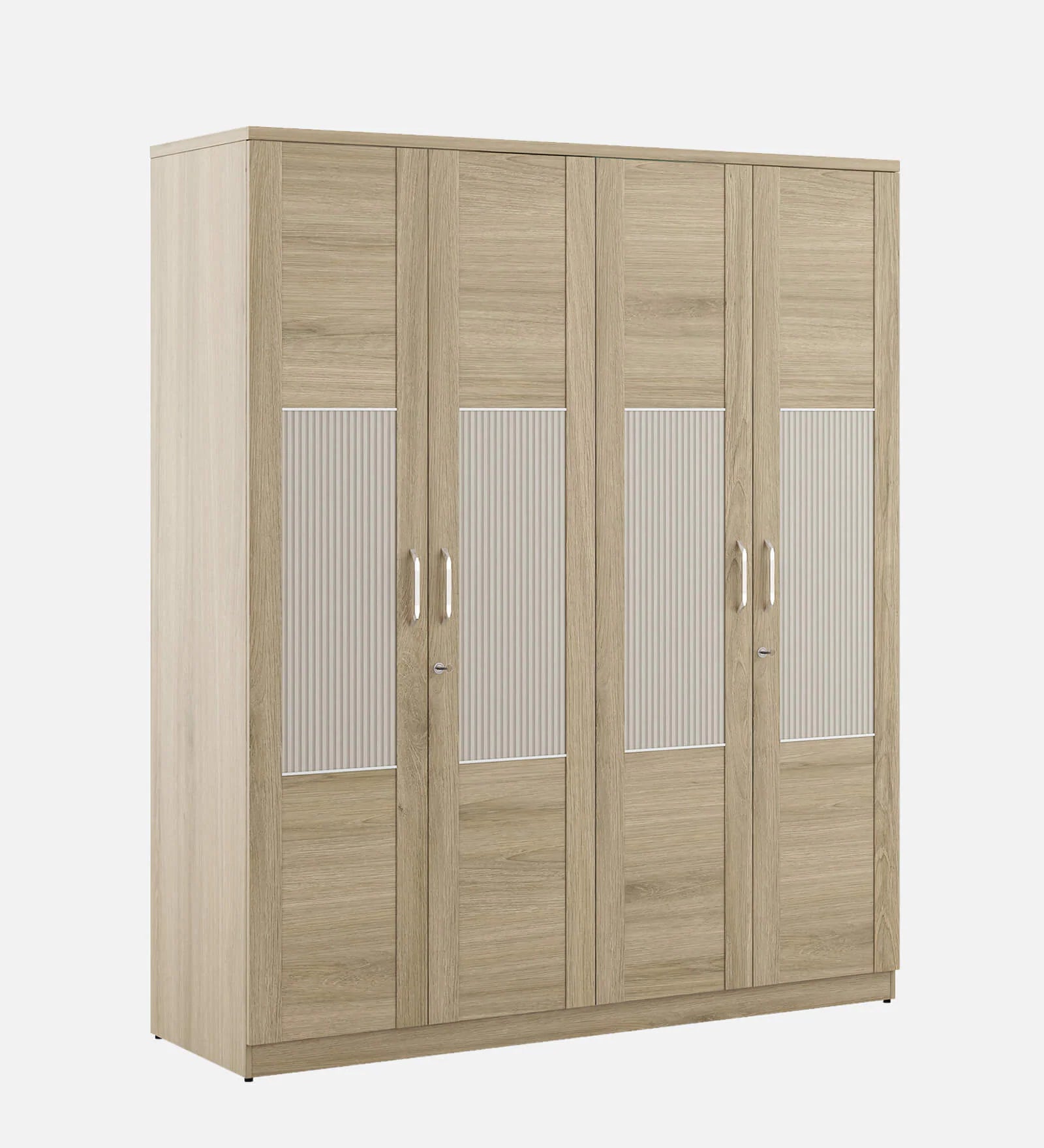 Wardrobe 4‑Door with Stylish Design, Drawers & Shelves, with Multi-Storage Options
