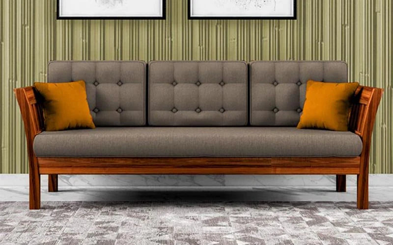 3 Seater Wooden Sofa For Home and Furniture Premium Upholstery Modern and Durable Design for Living Room – Grey