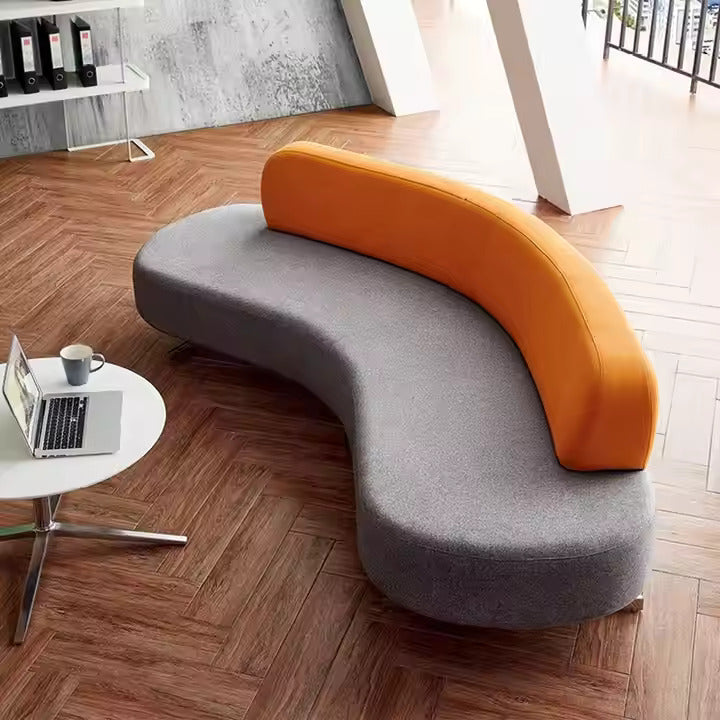 Couch Sofa Bed For Office Furniture Premium Upholstery Durable Design for Living Room and Office -Grey and orange