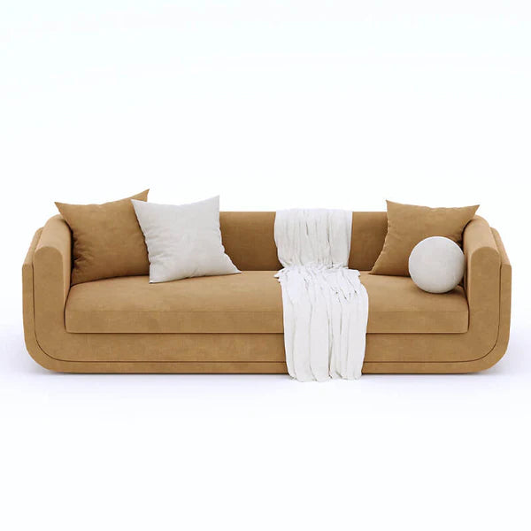 3 Seater Sofa For Home Furniture Upholstered velvet, Unique & Modern Design For Living Room or Hall - Brown