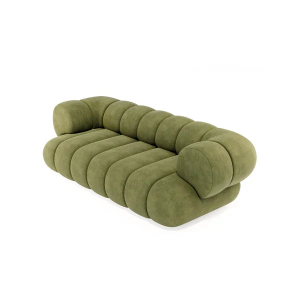 3 Seater Sofa For Home Furniture Upholstered velvet, Unique & Modern Design For Living Room or Hall - Green