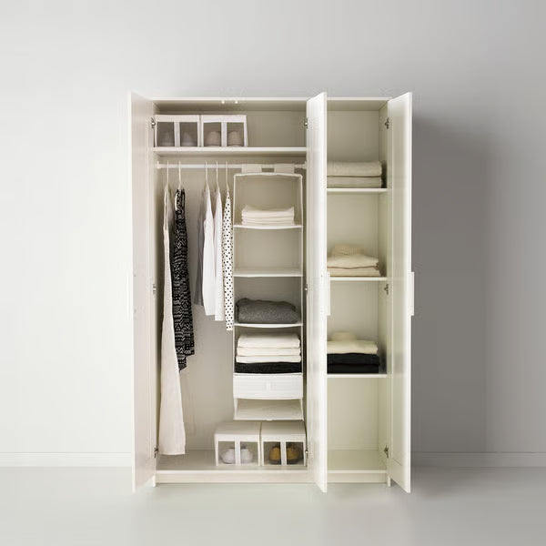 Wardrobe for Bedroom with 3 Doors and Full-Length Mirror – Spacious Design with Shelves, Hanging Rod for Organised Living