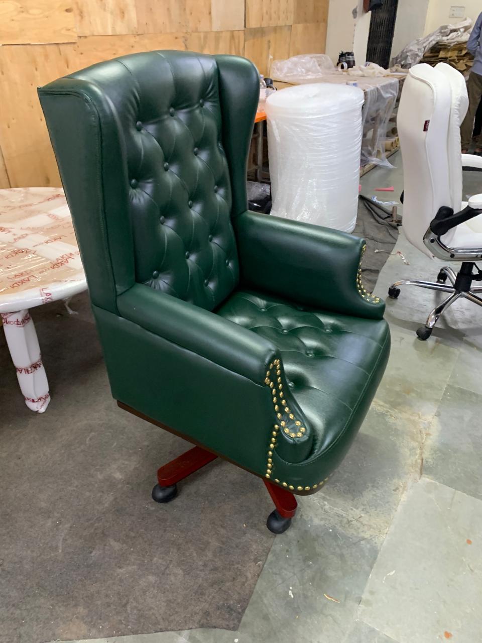 High Back Director Chair With Wooden Base
