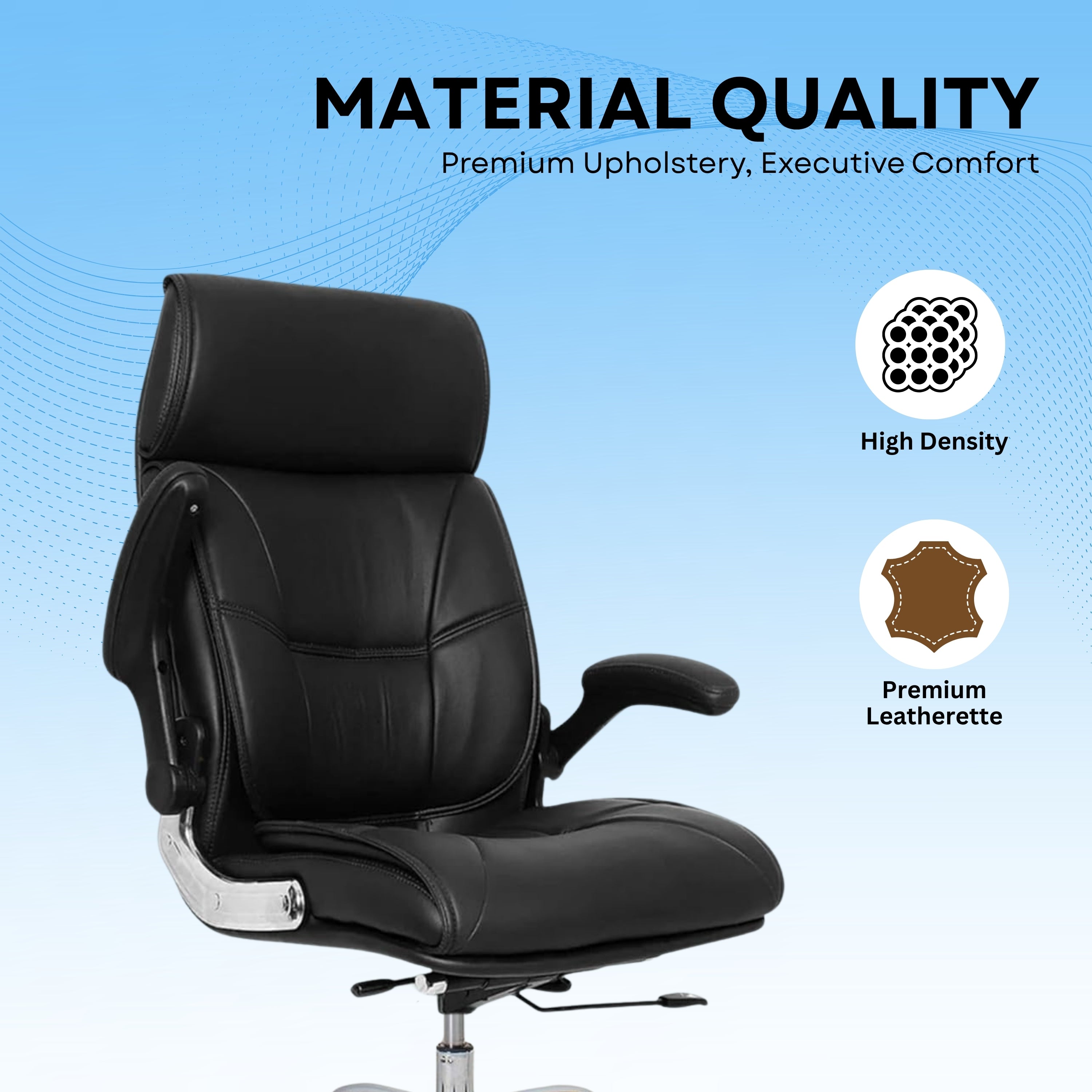 High Back Director Office Chair Ergonomic Leatherette Executive Chair with Adjustable Armrests, Comfortable Revolving Desk Chair for Office