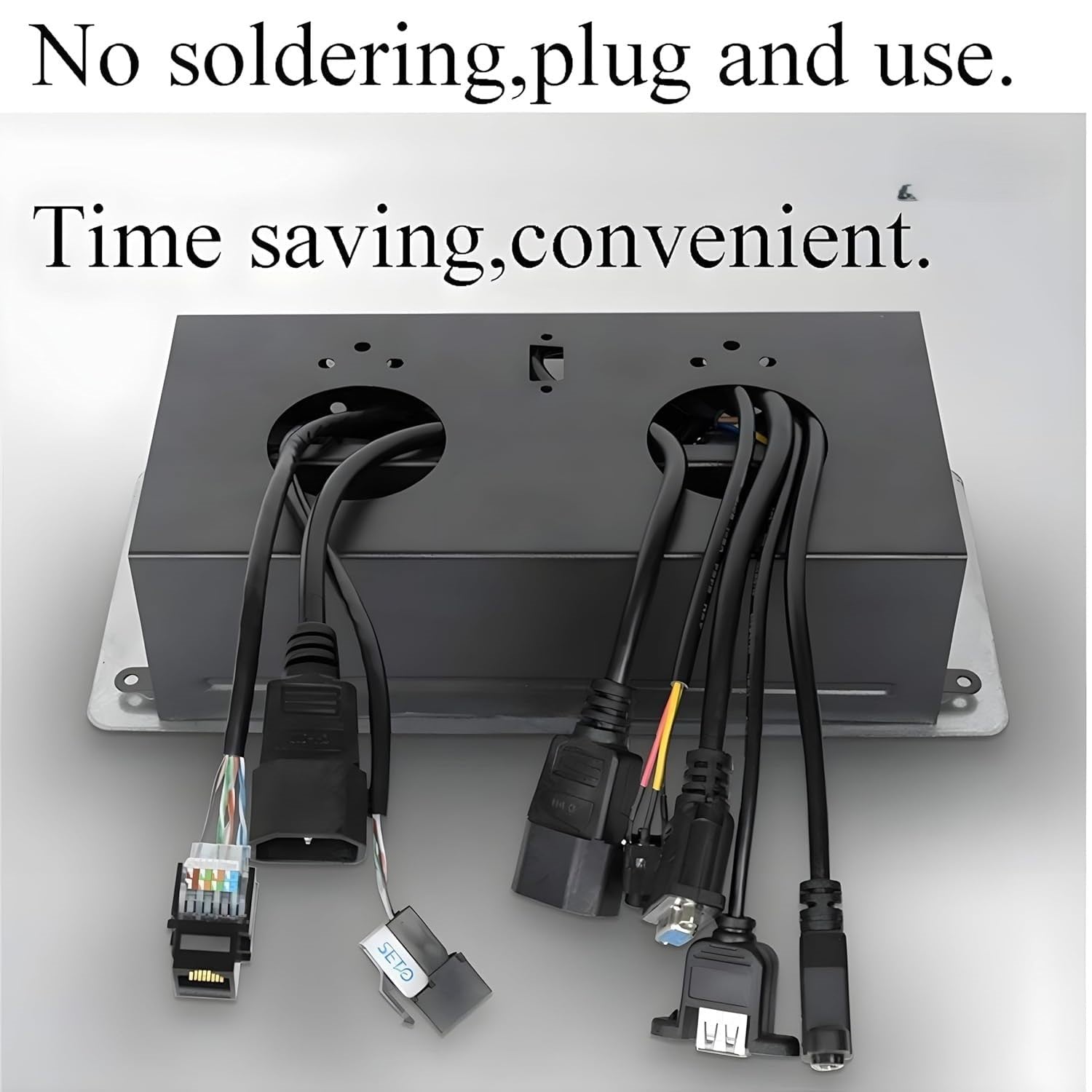 कॉन्फ़्रेंस टेबल कनेक्टिविटी और डेटा बॉक्स पॉप अप बॉक्स/केबल क्यूबी HDMI, VGA, ऑडियो, LAN और पावर पोर्ट के साथ (काला) 