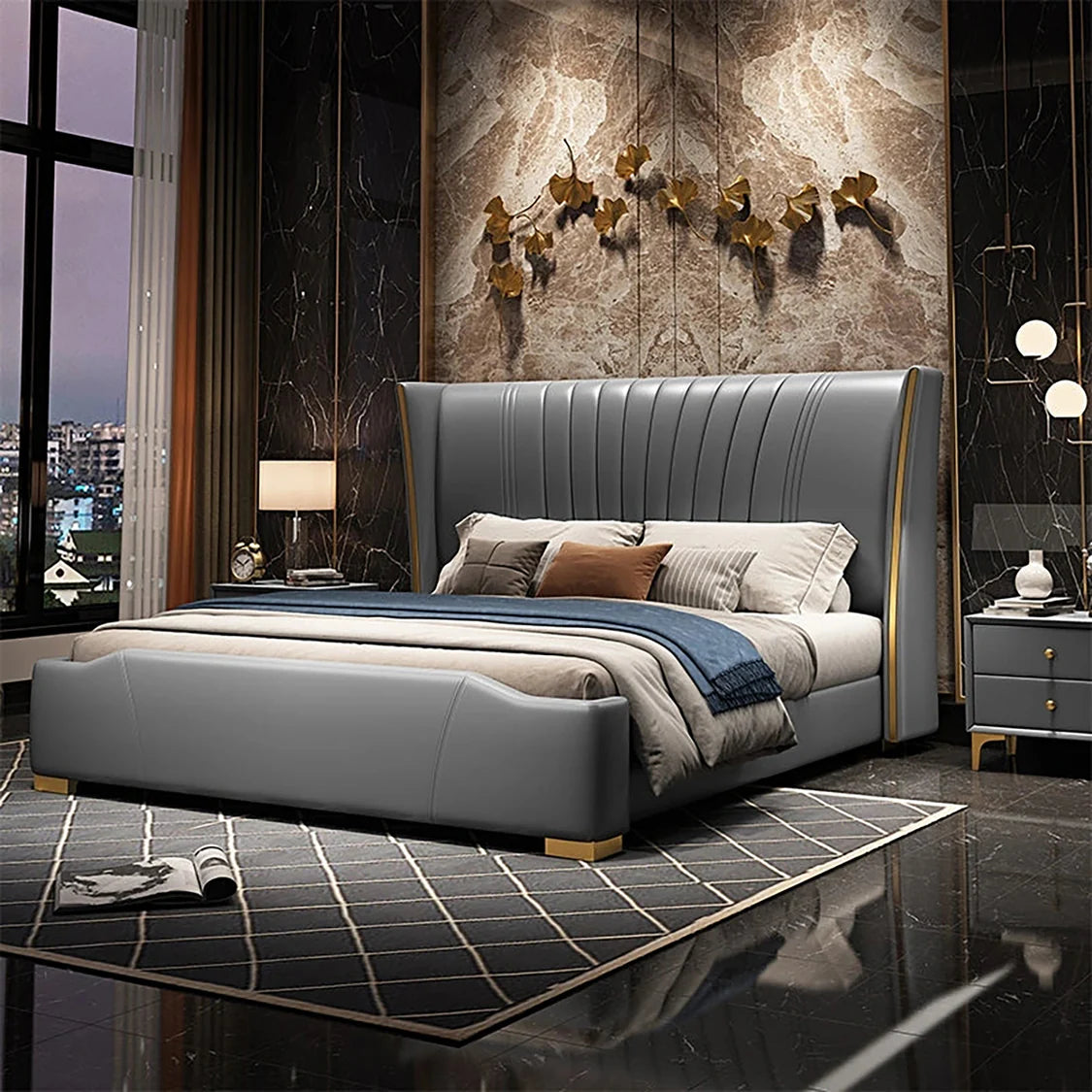 King-Size Bed – Soft Textured Bouclé Fabric, Sturdy Wooden Frame, Plywood without Storage (Copy)