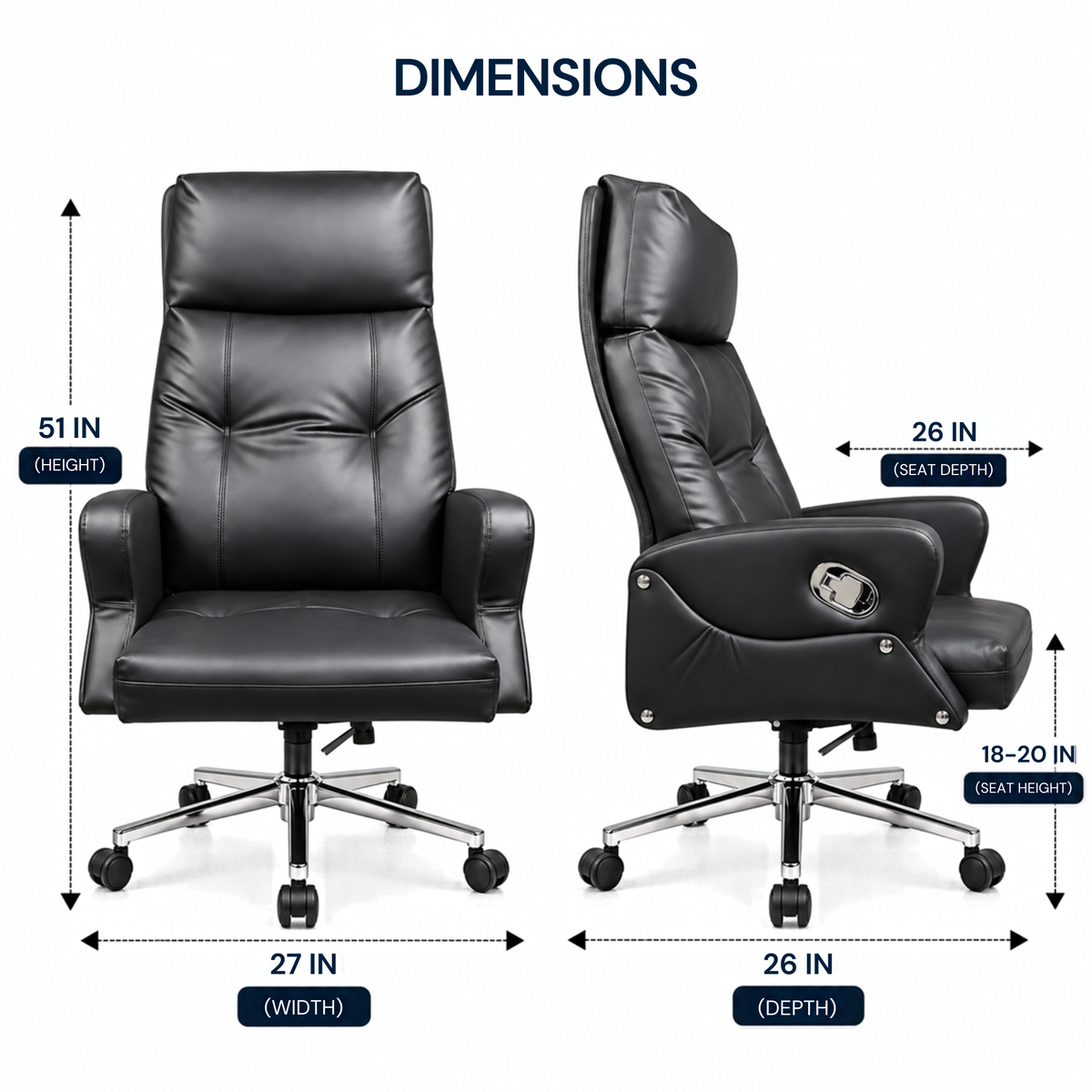 Director and Executive Chair High Back Faux Leather, Comfortable Seat Swivel Chair Revolving and Recliner Chair