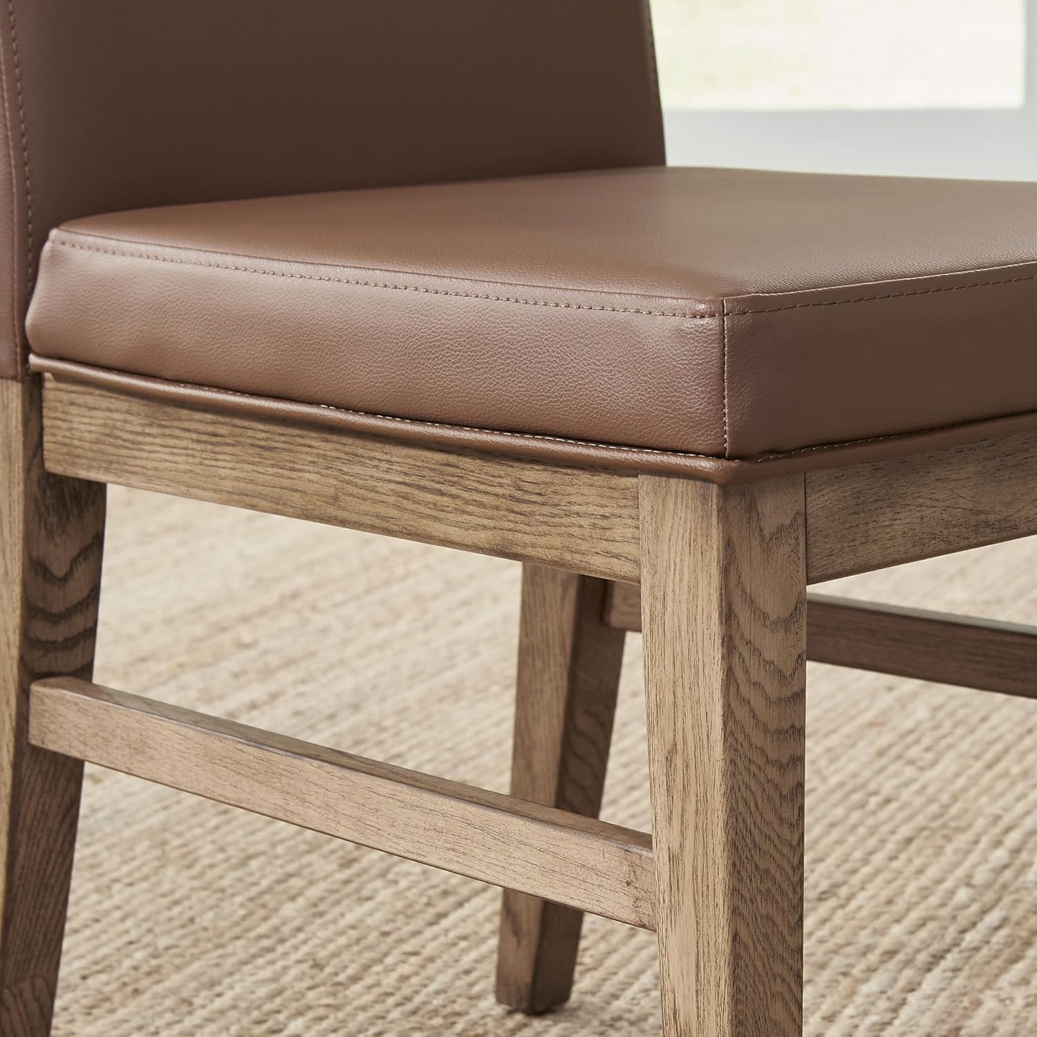 Modern Brown Faux Leather Upholstered Dining Chair with Solid Wood Frame - Comfortable & Stylish Home Seating