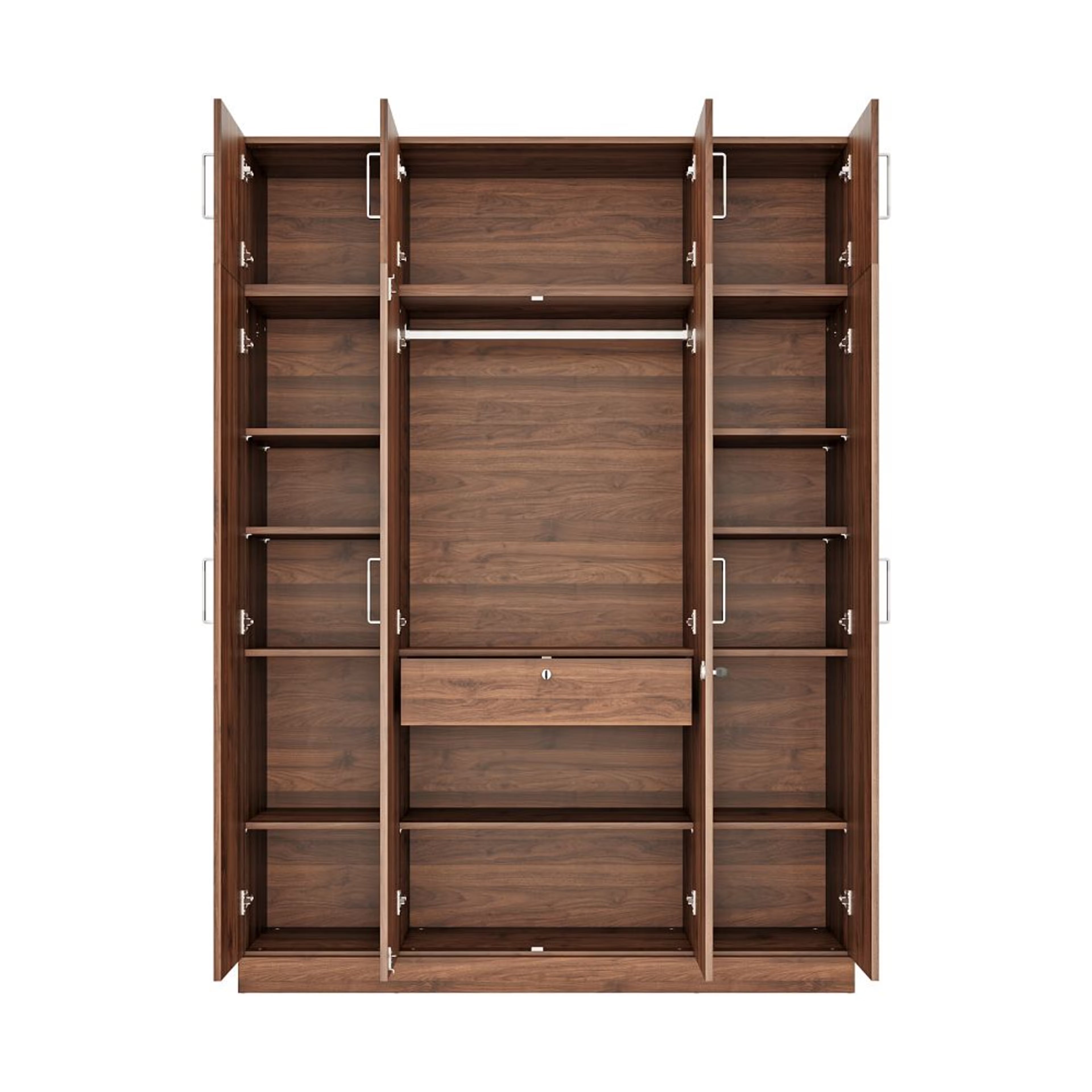 Wardrobe for Home Furniture Made in Particle Board & Matte Finish with 4 Door  and Mirror