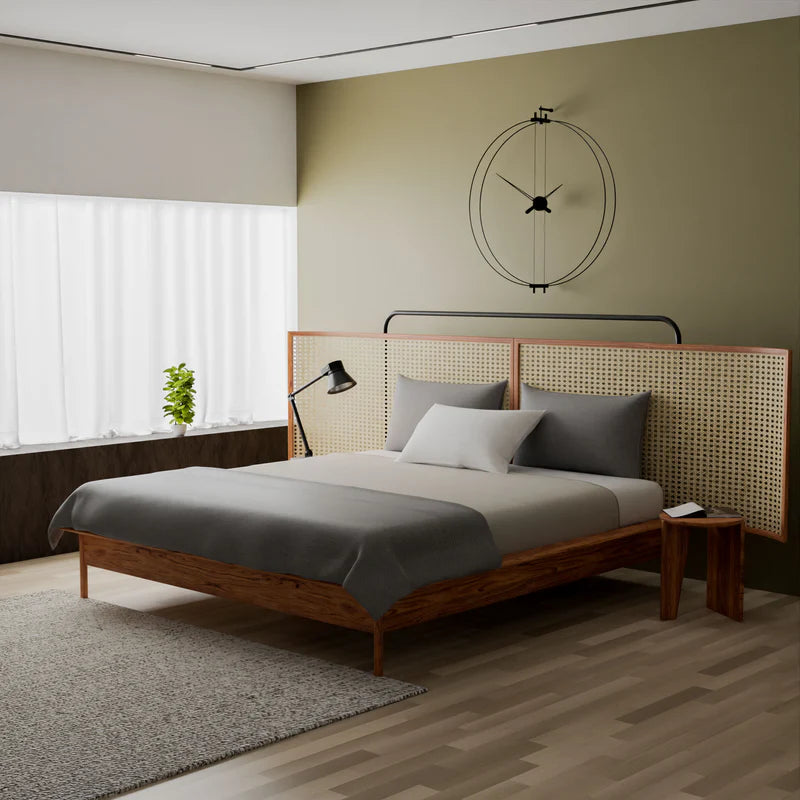 Poster Bed Solid Wood Handwoven headboard—modern, Premium Design for Home Furniture