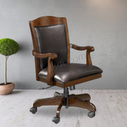 Teak Wood with Leatherette Office Chair | Armrest and Revolving Chair | Executive Chair | Director Chair