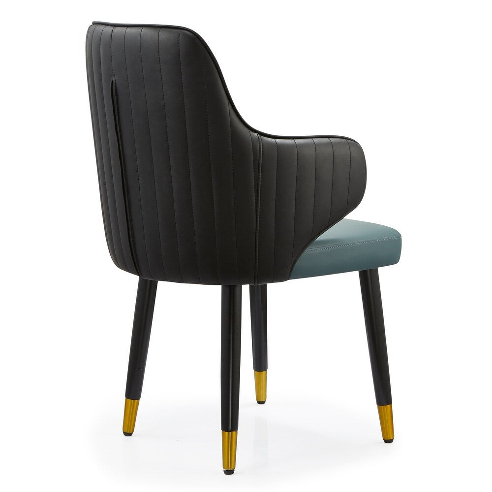 Modern Teal & Black Leatherette Dining Chair - Ergonomic Comfort for Home, Kitchen & Restaurant Furniture