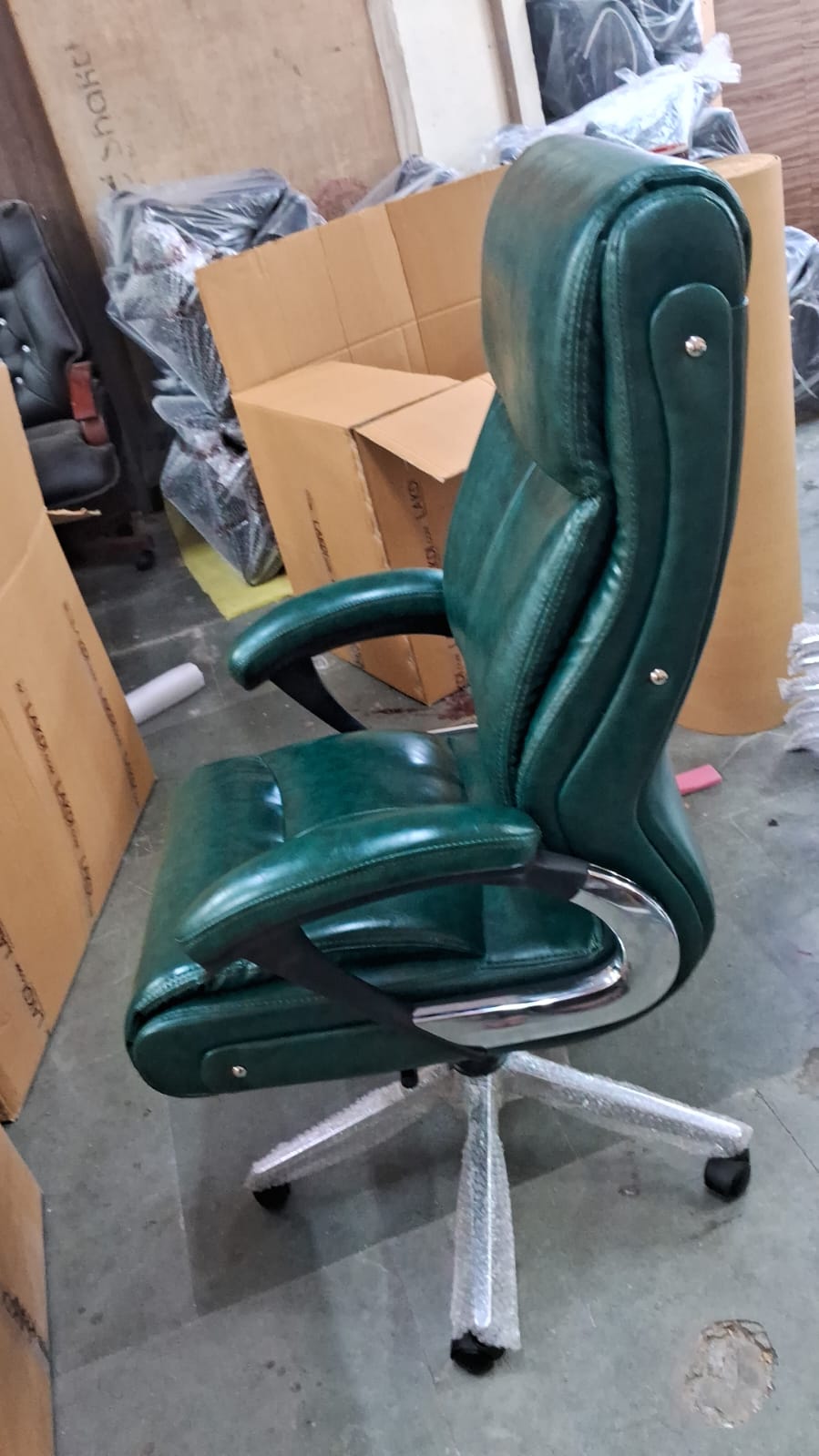 Dark Green High Back Director Chair with Chrome Base
