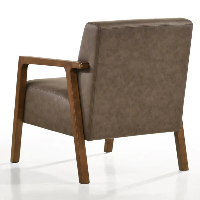 Lounge Chair For Living Room ,Comfortable Seating ,Durable Design Wide Wooden Arm , Upholstery Polyester and Teak Wood Legs With wooden Polish -Grey