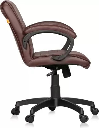 Executive Mid Back Office Chair with PU Leather Upholstery, Ergonomic Design, Adjustable Height, Swivel Base and Padded Armrests for Office