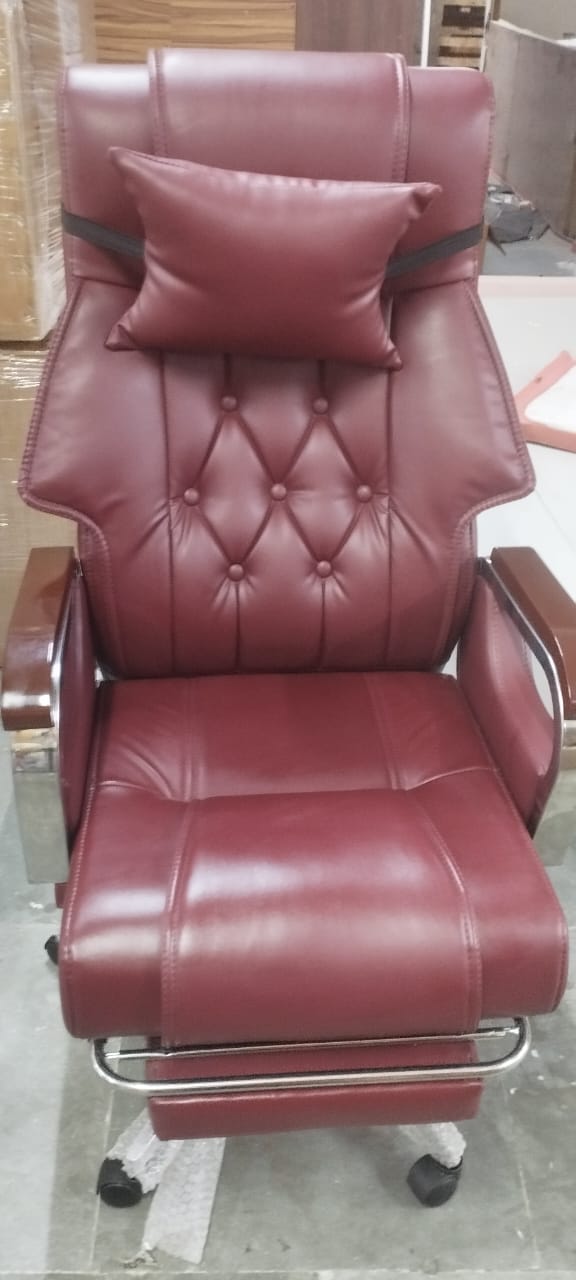 Director & Executive Office Chair Premium Leatherette with Recliner & Footrest and High Back Ergonomic Lumbar Support, Flip-Up Armrests