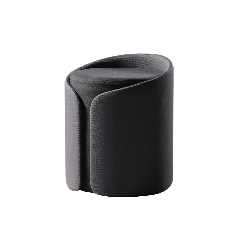Ottoman Round Upholstered – Linen Upholstery Wood Frame with Foam Padding, Sleek Design, for Living Room or Bedroom.
