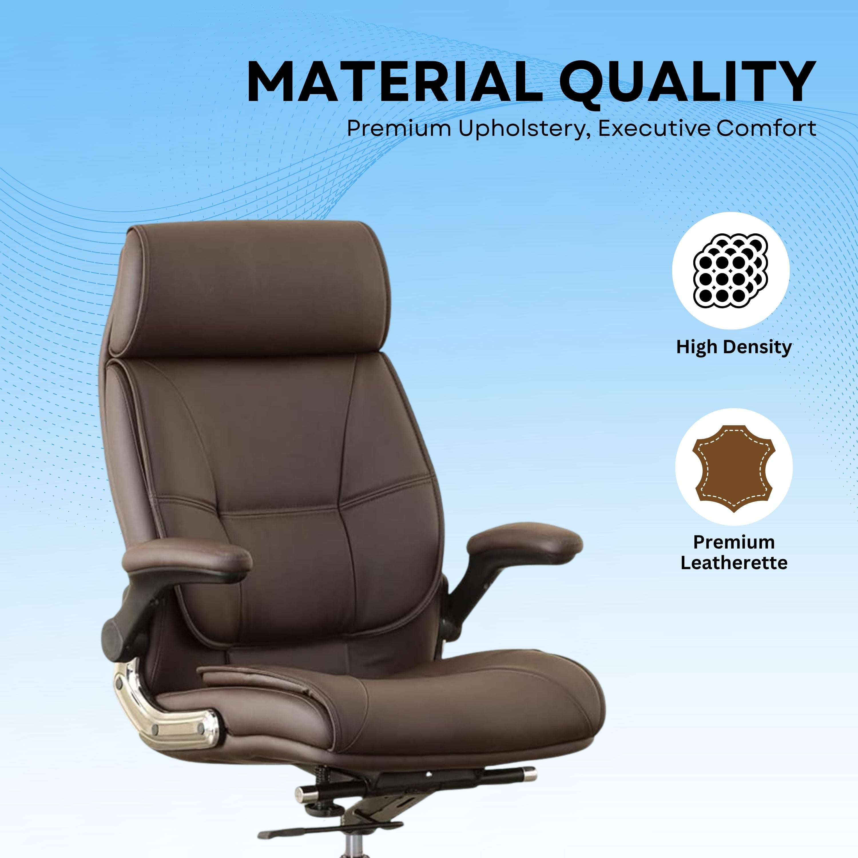 High Back Director Office Chair Ergonomic Leatherette Executive Chair with Adjustable Armrests, Comfortable Revolving Desk Chair for Office