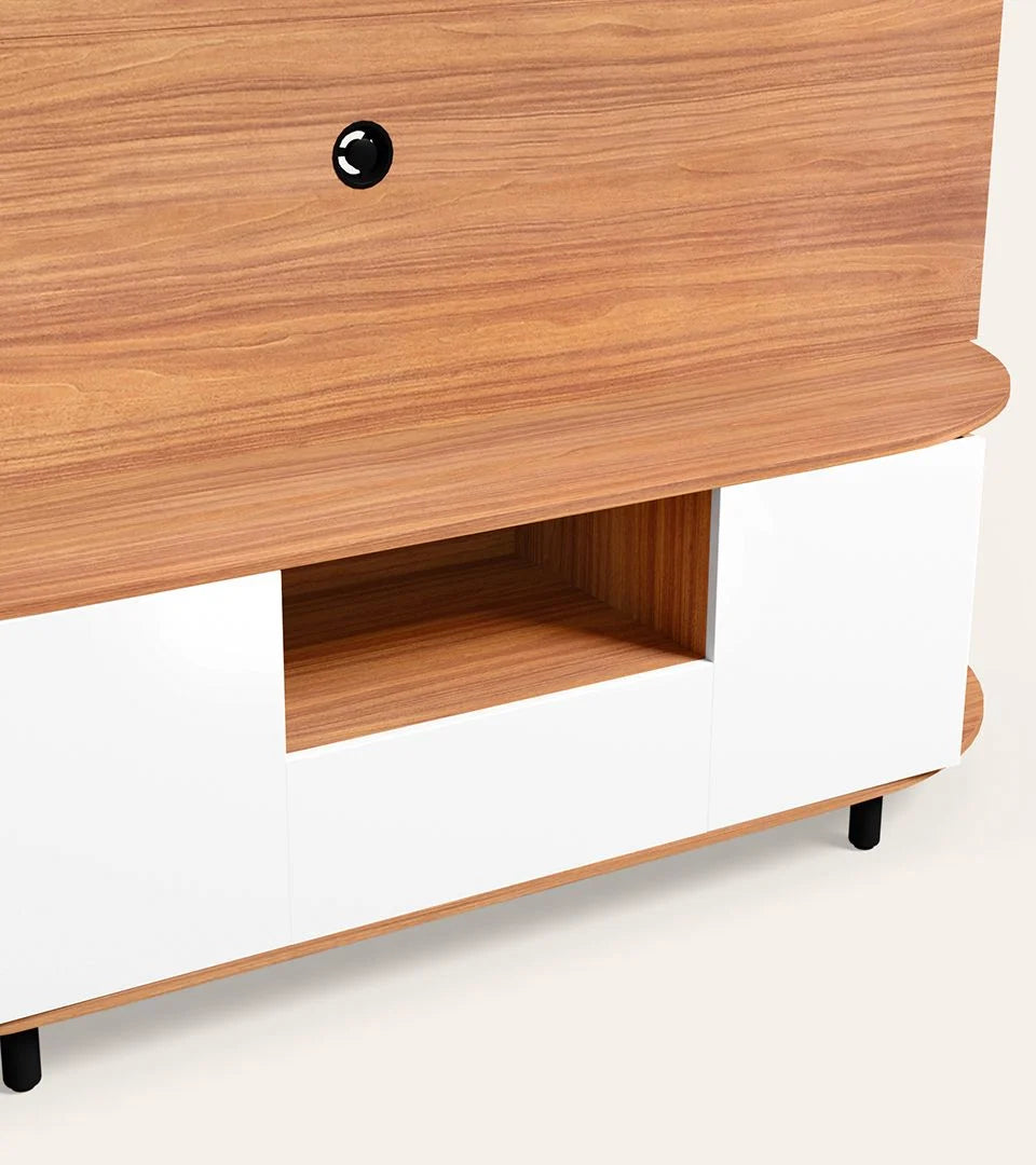 Wooden TV Wall Cabinet with Durable Wall-Mount Design, and Multiple Storage Sections for Modern Look