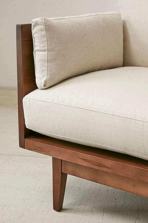 3 Seater Wooden Sofa For Home Furniture Upholstery Fabric ,Modern and Durable Design For Living Room and Office - White