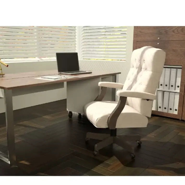 Director office Chair Tufted Design Made in Solid wood with Leatherette Upholstery & Armrest with Height Adjustable Chair