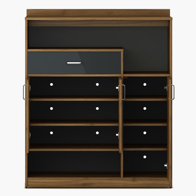 Wooden Shoes Storage Cabinet with Wooden Shelves, Urban Chic Cabinet with Soft Edges & Designer