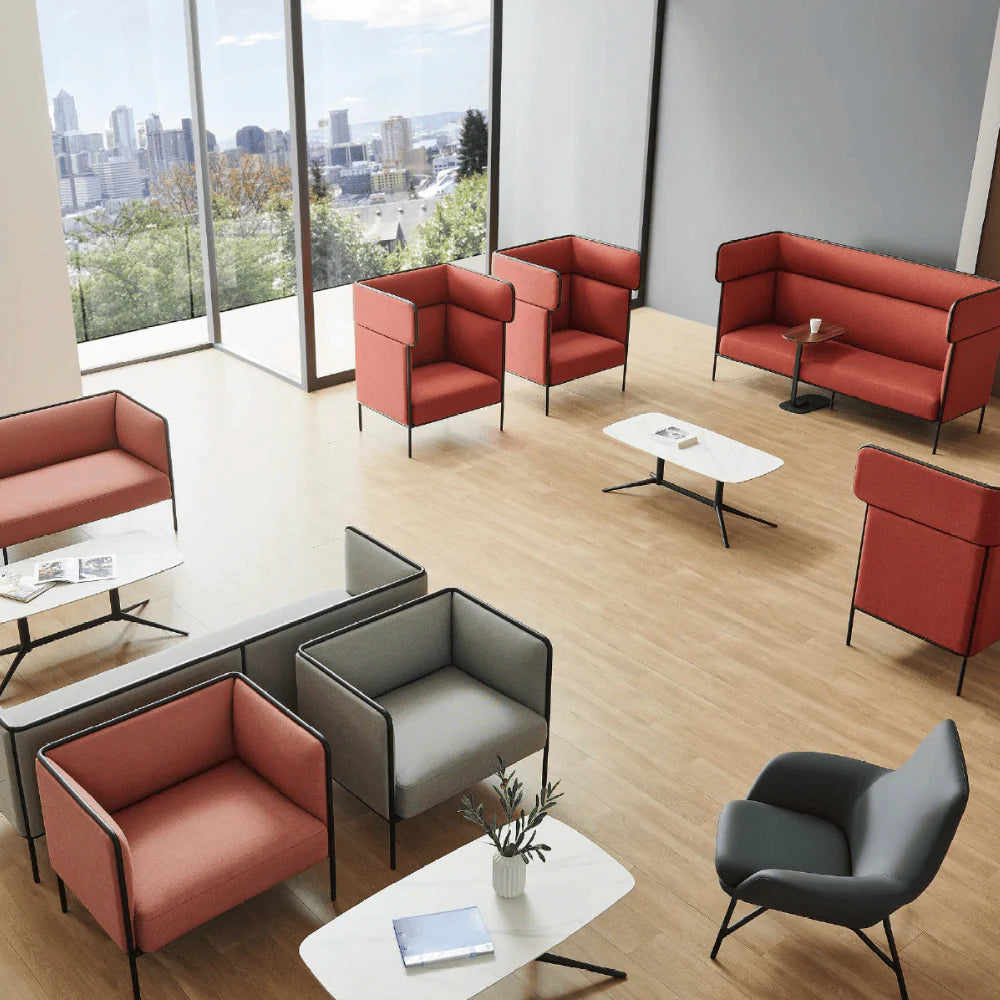 3 Seater Office Sofa for Office Sofa For Reception and Conference Area with Premium Suede Upholstery