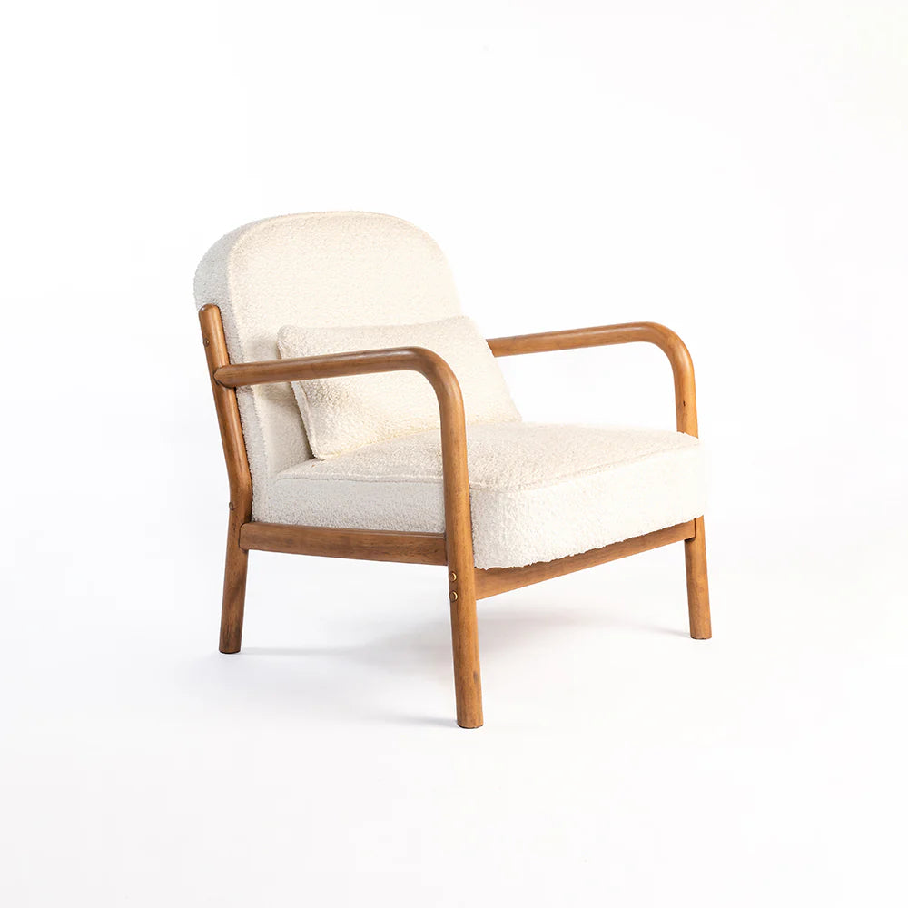 Lounge Chair For Home Furniture Upholstered in Woolen Cozy and Stylish, Comfortable Durable Design for Living Room -White