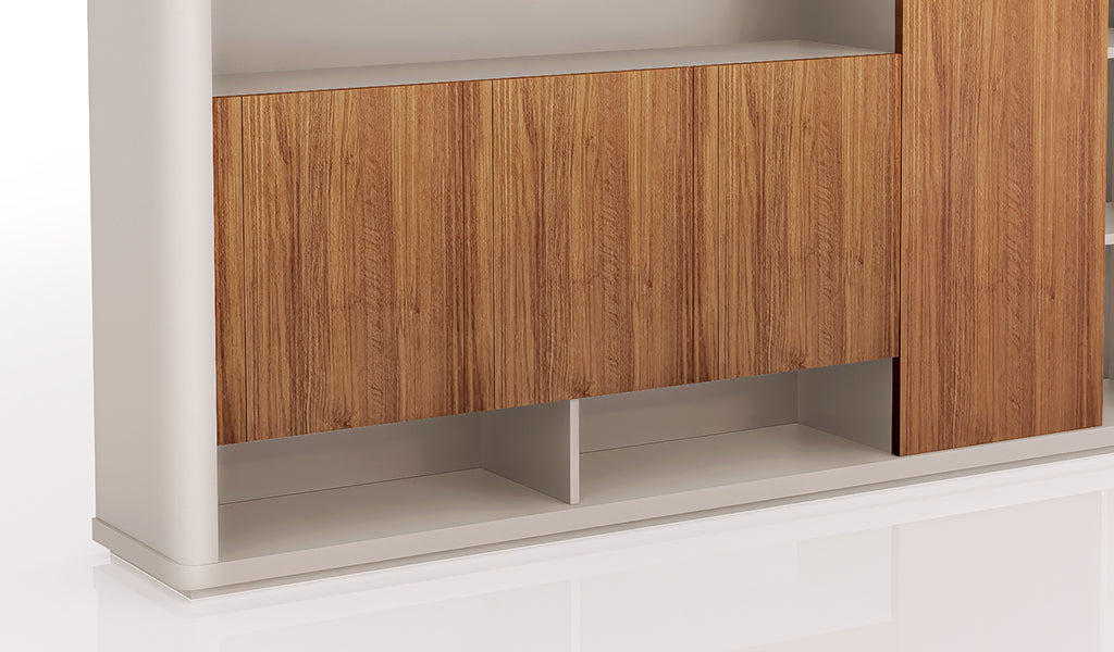 Wooden Office Storage Cabinet with Modern Wooden Design & Security Lock for Corporate Interiors