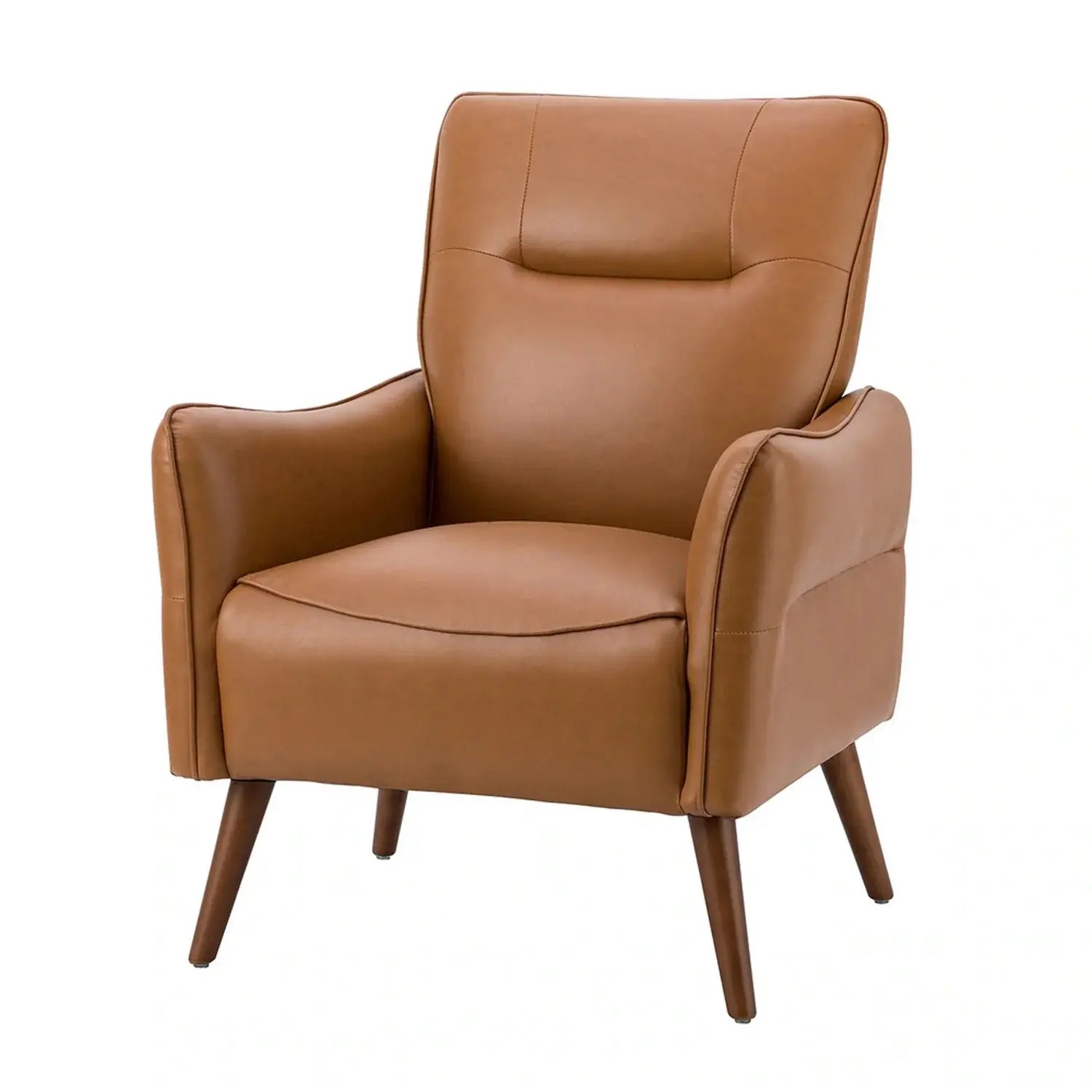 Lounge Chair with Arm Modern & Durable Design Upholstery Pu Leatherette Comfortable Seating for Living Room & Offices - Brown