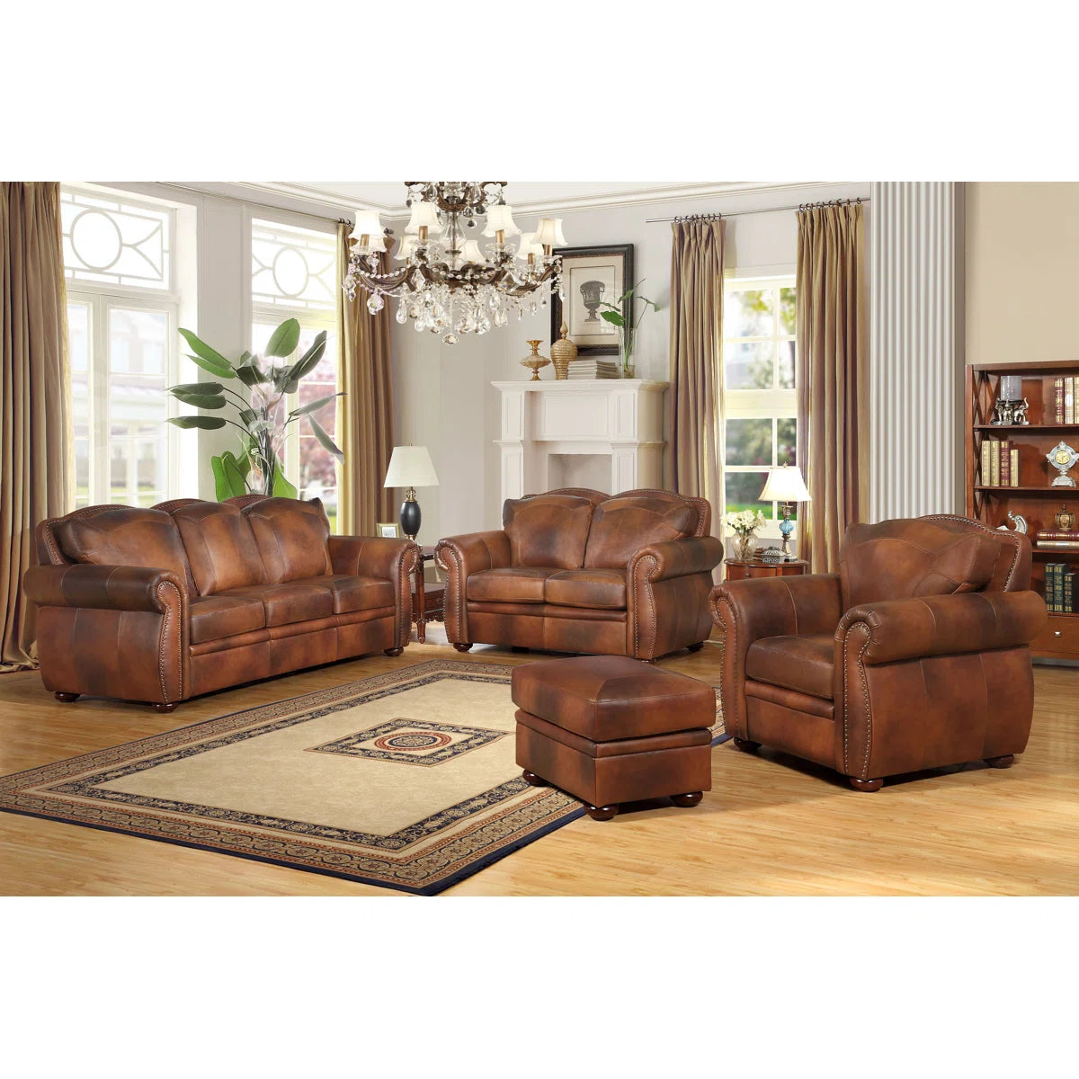 3 Seater&nbsp;Sofa For Home Furniture, Upholstery Pu leatherette Premium and Durable Design For Living Room and Office- Brown