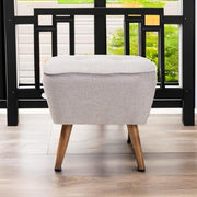 कपड़े के असबाब के साथ लकड़ी का पाउफ