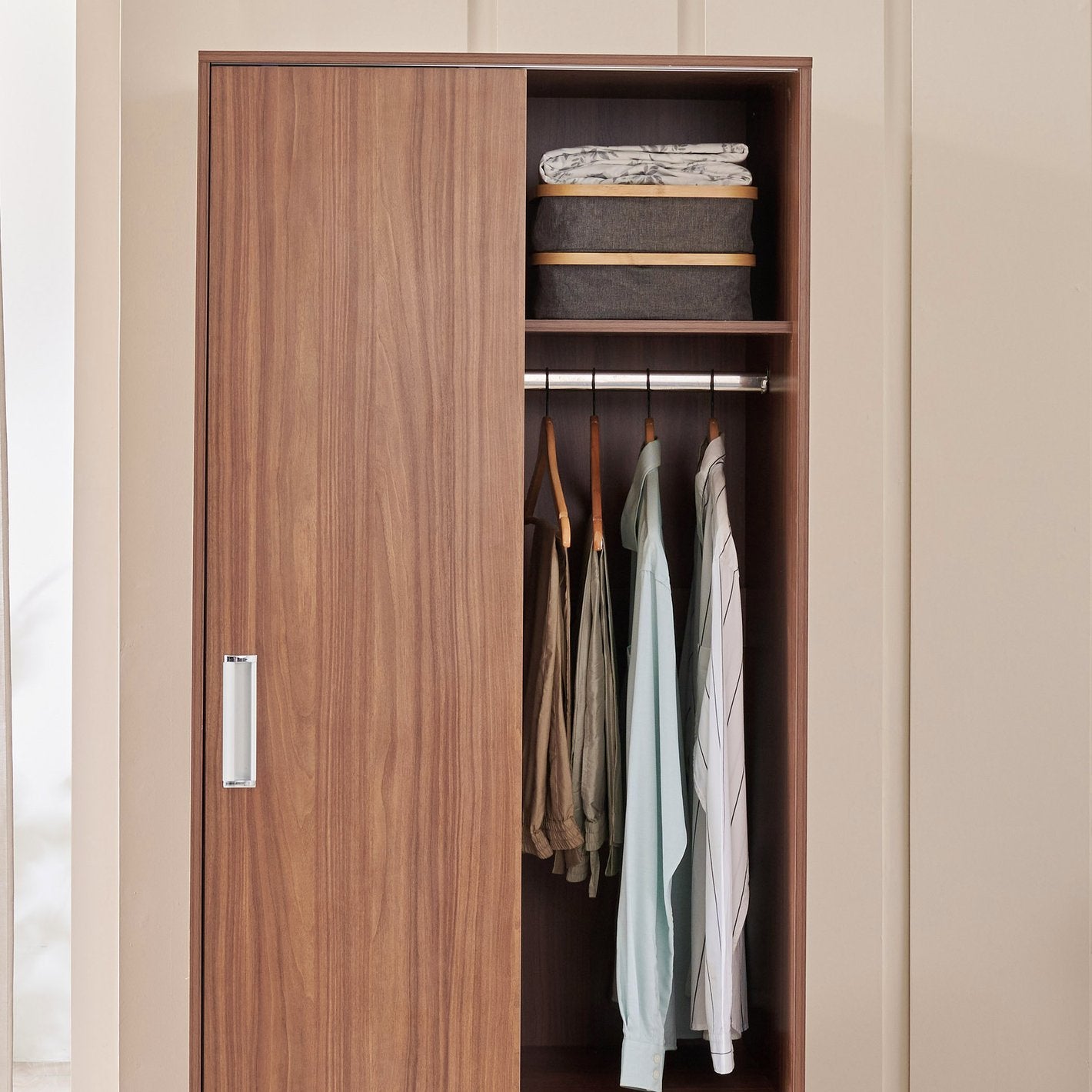 Wardrobe for Home 2-Door Modern Space-Saving Multi-Functional Compartments for Organized Storage