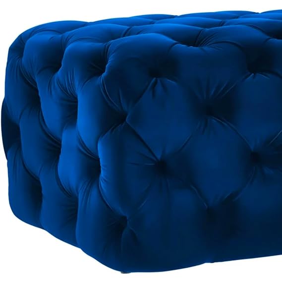 Ottoman for Living Room – Navy Blue Upholstery, High-Density Foam, Solid Wood Frame