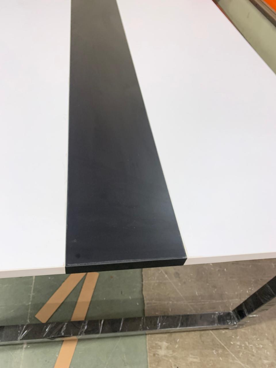 Conference & Meeting Room Table Finish In Black & White with Metal Base