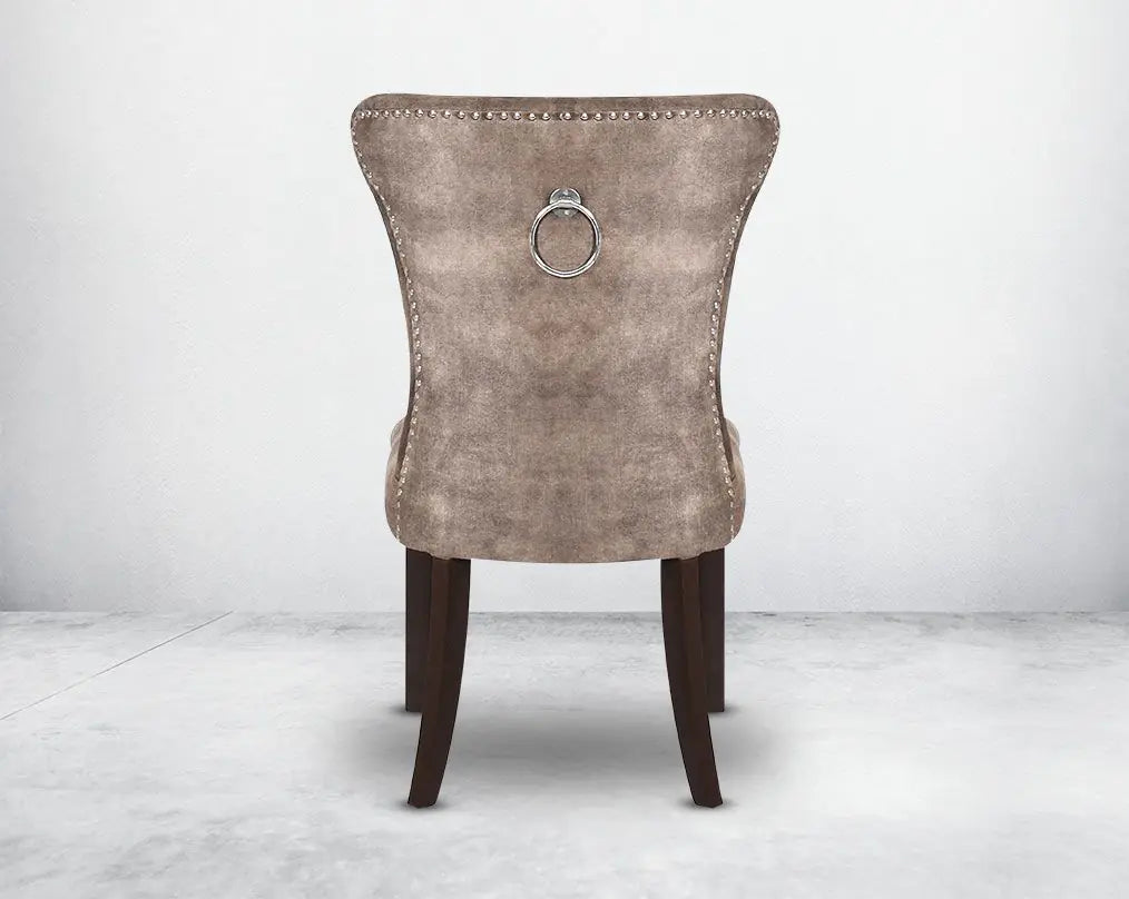 Elegant Tufted Faux Leather Dining Chair - Stylish Home Furniture Seating with Nailhead Trim, Dark Legs