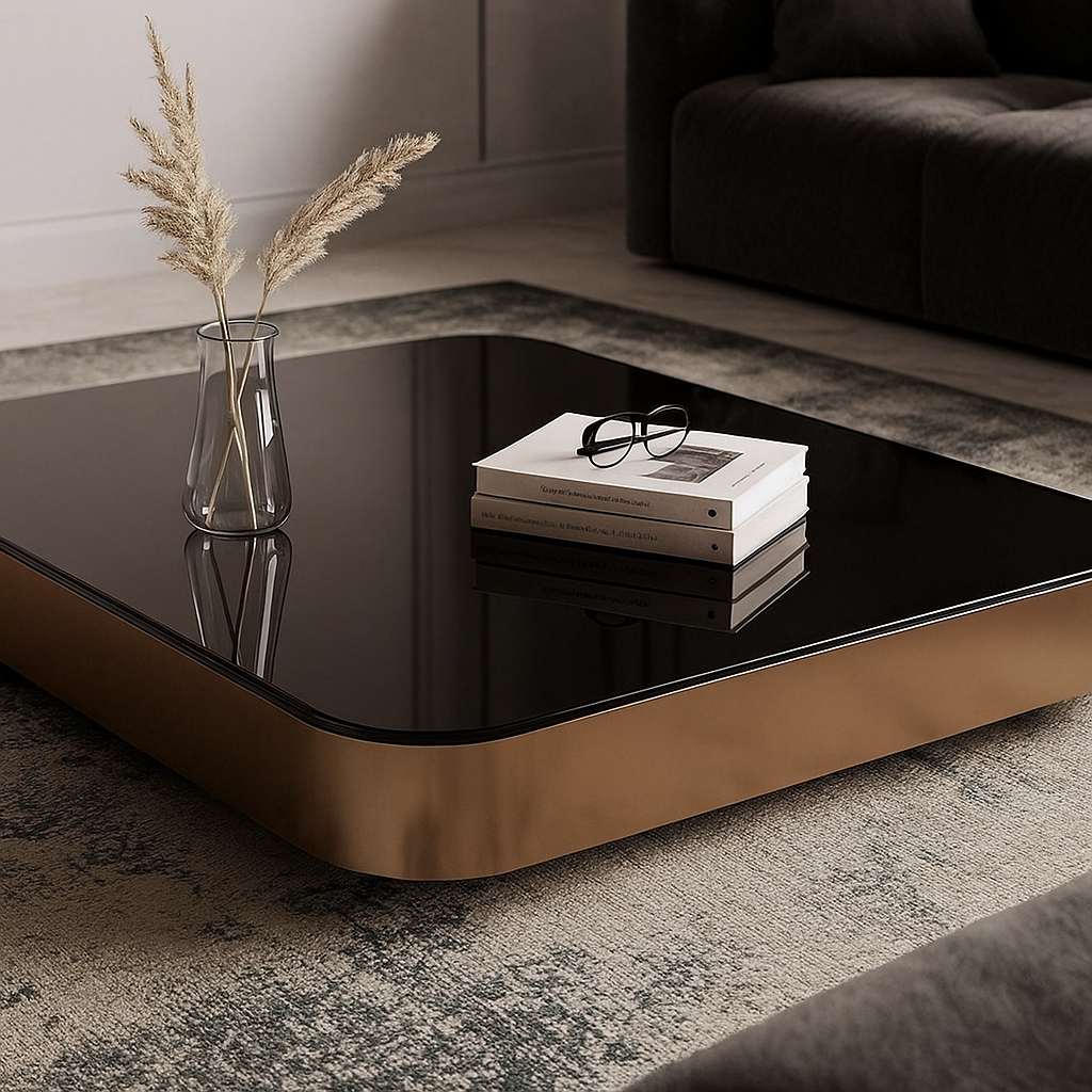 Center Table with Glossy Surface and Strong Base Creating Balanced Modern and Luxury Home Appeal