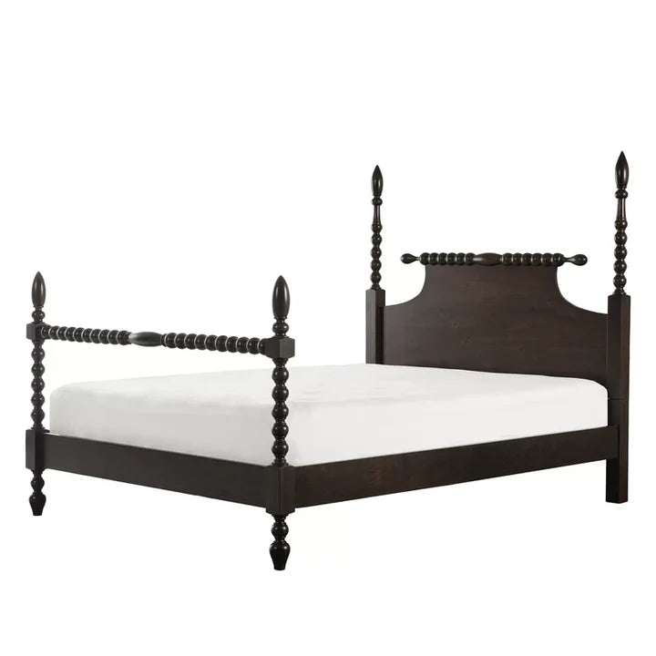 Poster Bed Elegant Solid Sheesham Wood in Walnut Finish – Royal Look with Lasting Durability