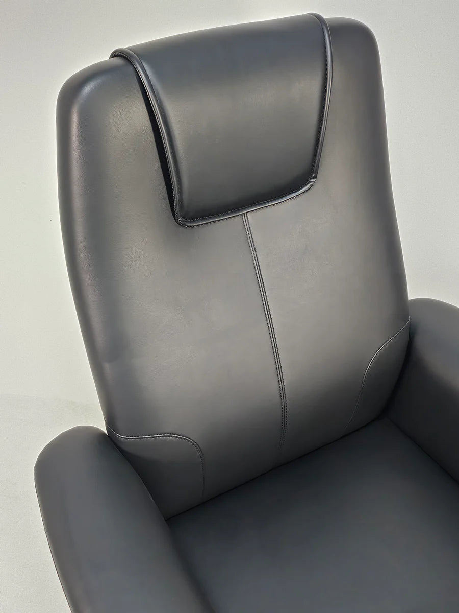 Director Chair for office Traditional High-Back Premium Leatherette with Adjustable Height and Wooden Base and Wooden Polish