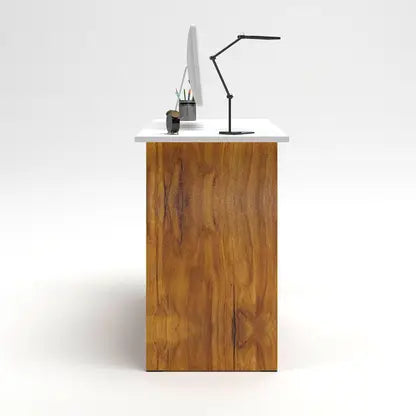 Computer Table with Spacious Worktop, Storage Shelves, and Modern Design for Home and Office Use