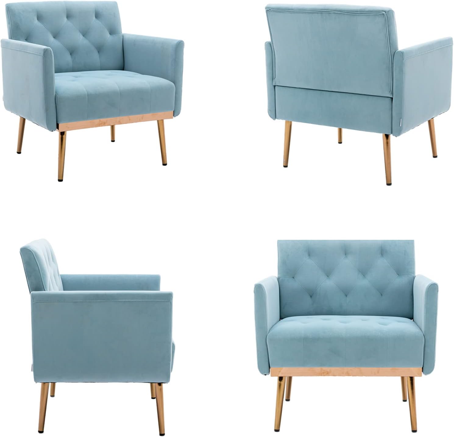Lounge Chair with Arm For Home Furniture Modern & Durable Design Upholstery Velvet Comfortable Seating for Living Room & Offices - Sky Blue