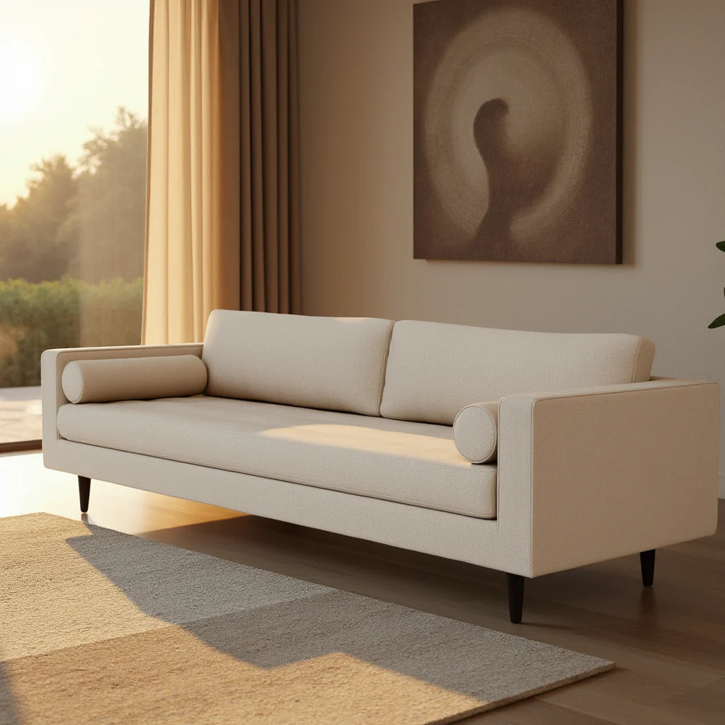 2 Seater Pu leatherette Sofa For Home And Furniture ,Modern and Durable Design For Living Room and Office- Beige