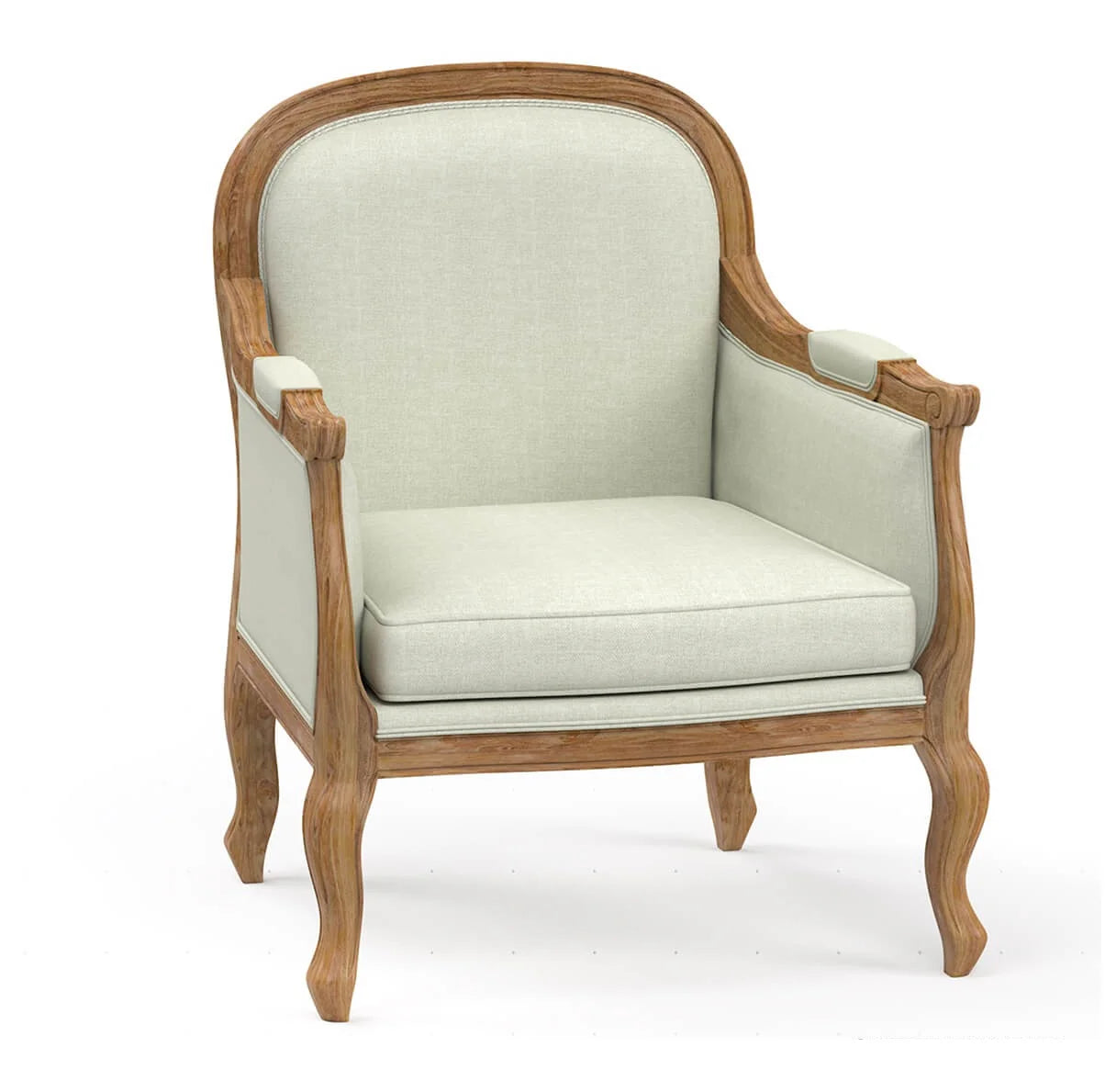 Lounge Wooden Chairs for Home Furniture Upholstery Fabric, Durable Arm Chair Premium Comfort For Living Room or Bedroom - Light Grey