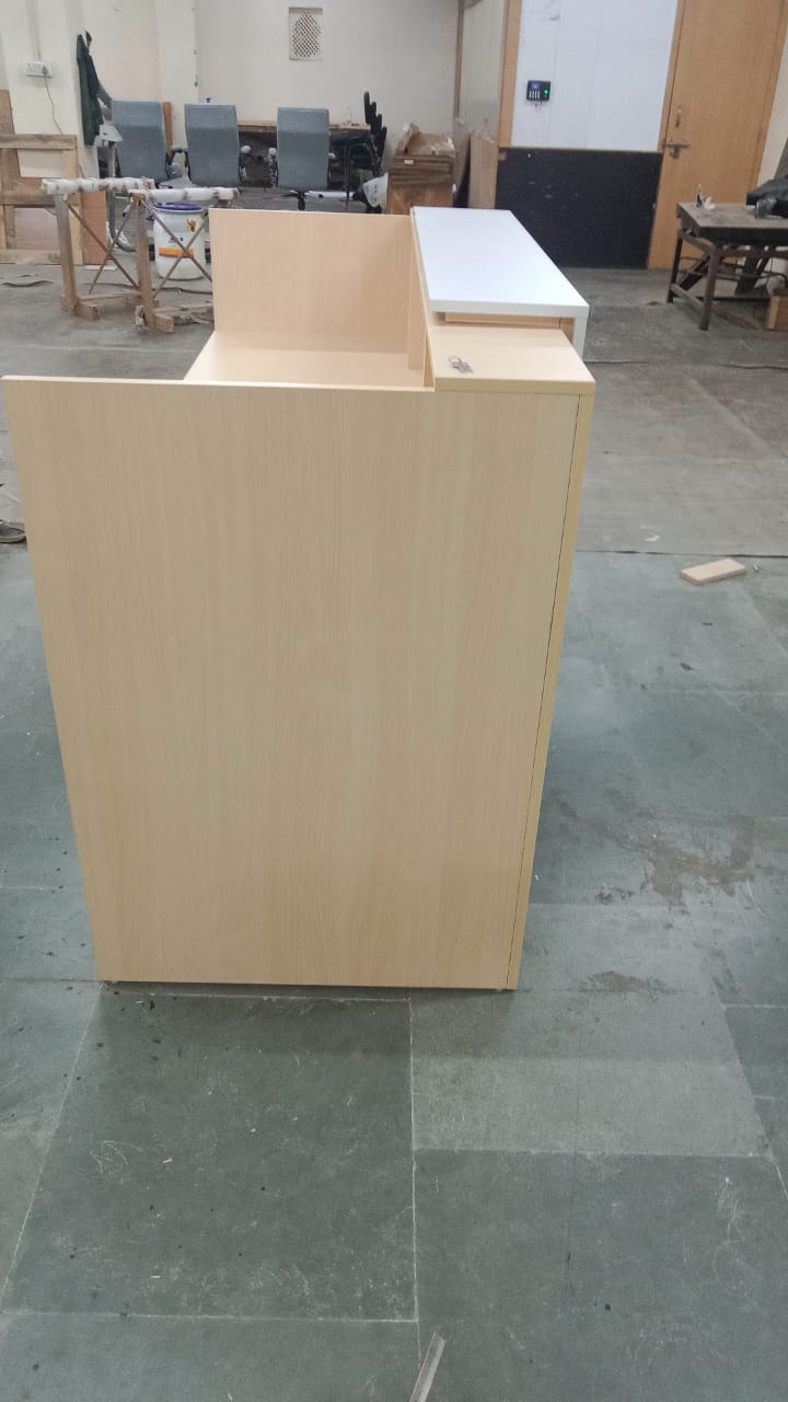 Reception Table for Office Made in Engineered Wood with Marble Patterned and Modern Simple Sleek Reception Counter