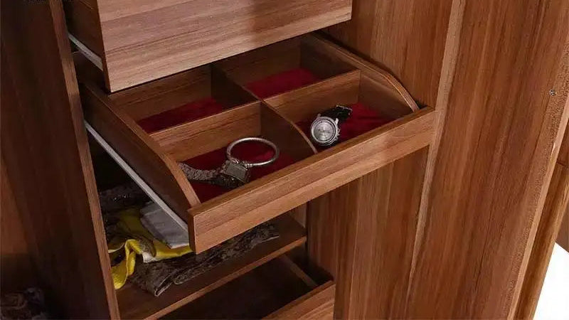 Wardrobe for Compact Wardrobe Modern 4-Door Design with Elegant Glass for Enhanced Bedroom Appeal.
