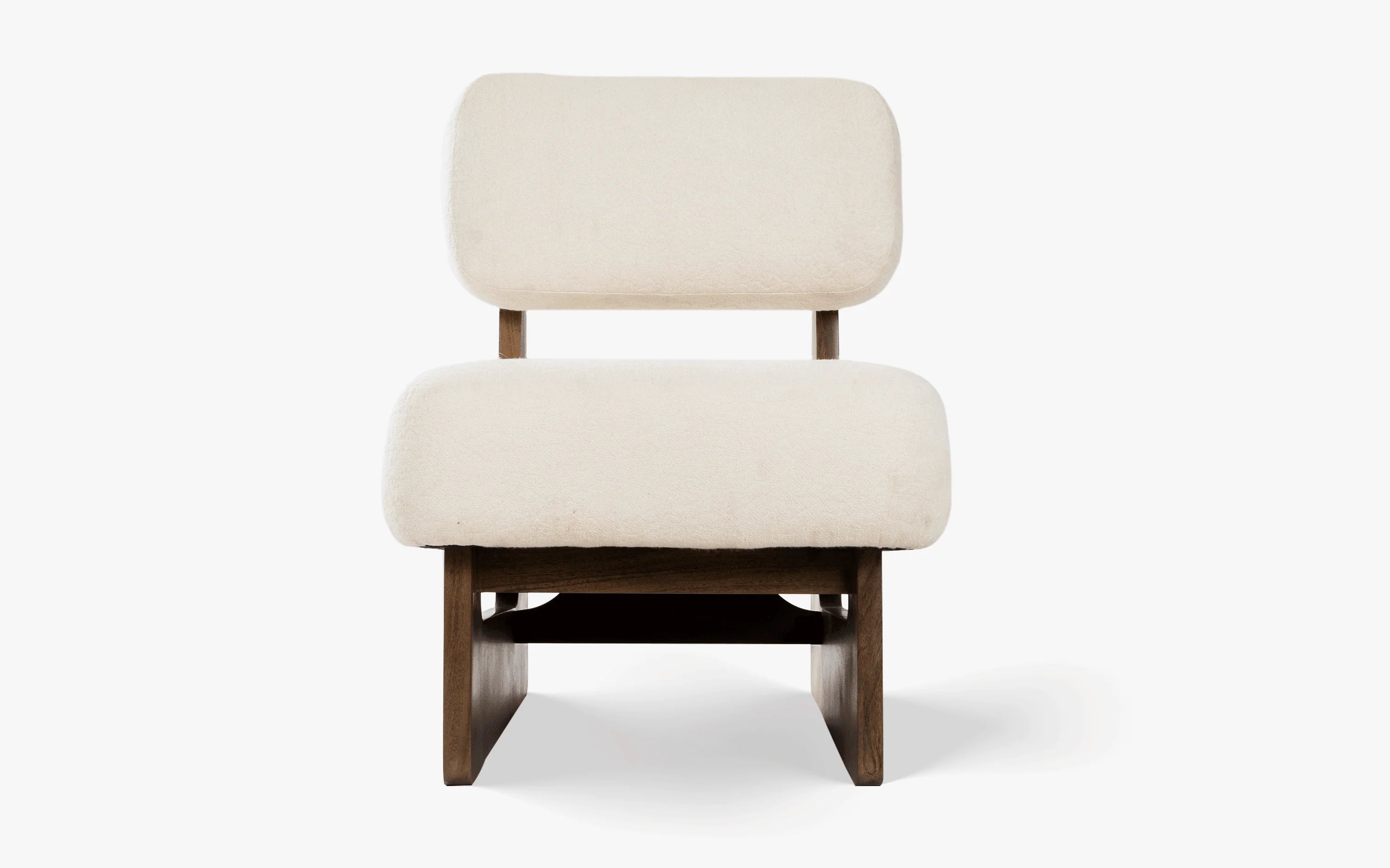 Lounge Wooden Chairs Modern and durable Armless Chairs Upholstered in Fabric & For Living Room or Bedroom - Off White