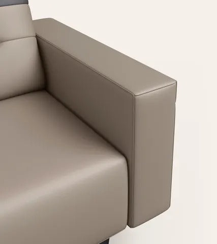 Leather Sofa Modern Dual Tone Upholstery High Density Foam Cushion Solid Wood Frame Handcrafted Premium Finish Durable Comfort Seating