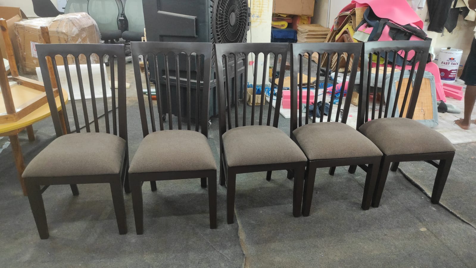 Fabric Dining Chair with Wooden Frame Base