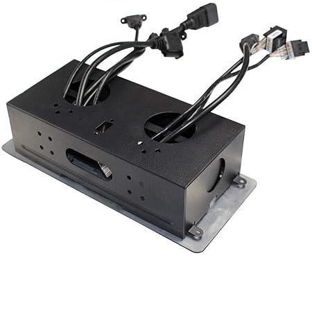 Conference Table Connectivity and Data Box Pop Up Box/Cable Cubby with HDMI, VGA, Audio, LAN and Power Ports (Black)